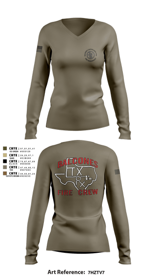 Women's Long Sleeve Vneck Shirt, , Fire Department, Teamtime, Team time, sublimation, custom sports apparel, team uniforms, spirit wear, spiritwear, sports uniforms, custom shirts, team store, custom team store, fundraiser sports, apparel fundraiser