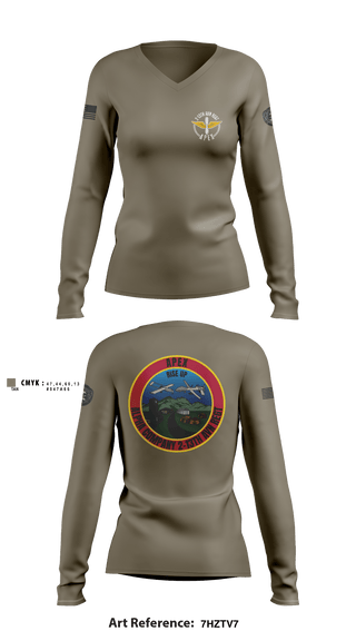 Women's Long Sleeve Vneck Shirt, A Co, 2-13th AVN REGT, , Teamtime, Team time, sublimation, custom sports apparel, team uniforms, spirit wear, spiritwear, sports uniforms, custom shirts, team store, custom team store, fundraiser sports, apparel fundraiser