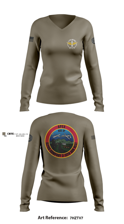 A Co, 2-13th AVN REGT 95713396 Women's Long Sleeve V-neck Shirt - 5