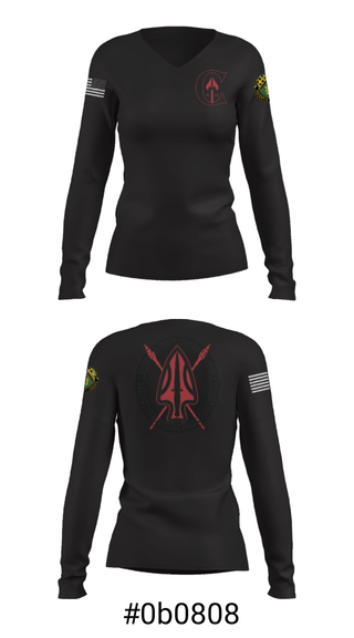 Women's Long Sleeve Vneck Shirt, , Army, Teamtime, Team time, sublimation, custom sports apparel, team uniforms, spirit wear, spiritwear, sports uniforms, custom shirts, team store, custom team store, fundraiser sports, apparel fundraiser