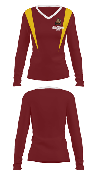 Women's Long Sleeve Vneck Shirt, Simi Valley High School Golf, Golf, Teamtime, Team time, sublimation, custom sports apparel, team uniforms, spirit wear, spiritwear, sports uniforms, custom shirts, team store, custom team store, fundraiser sports, apparel fundraiser