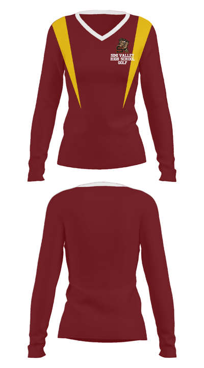Simi Valley High School Golf 88506895 Women's Long Sleeve V-neck Shirt - 14
