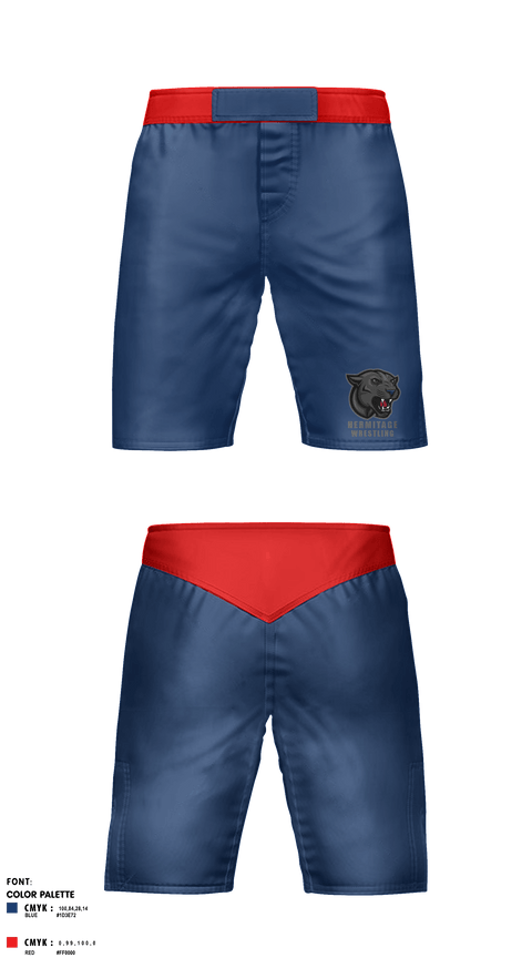 Fight Shorts, Hermitage High School Wrestling, Wrestling, Teamtime, Team time, sublimation, custom sports apparel, team uniforms, spirit wear, spiritwear, sports uniforms, custom shirts, team store, custom team store, fundraiser sports, apparel fundraiser