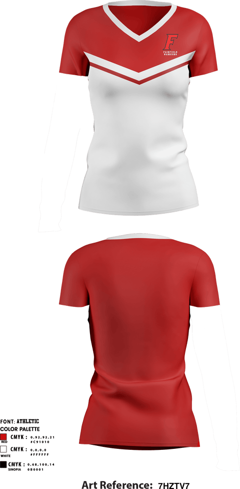 Women's Short Sleeve Vneck Shirt, Fairfield Warriors, Spirit Store, Teamtime, Team time, sublimation, custom sports apparel, team uniforms, spirit wear, spiritwear, sports uniforms, custom shirts, team store, custom team store, fundraiser sports, apparel fundraiser
