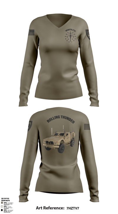 1438th CTC 23042169 Women's Long Sleeve V-neck Shirt - 3