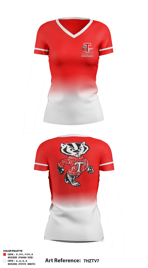 Women's Short Sleeve Vneck Shirt, Tucson High Magnet School Tennis, Tennis, Teamtime, Team time, sublimation, custom sports apparel, team uniforms, spirit wear, spiritwear, sports uniforms, custom shirts, team store, custom team store, fundraiser sports, apparel fundraiser