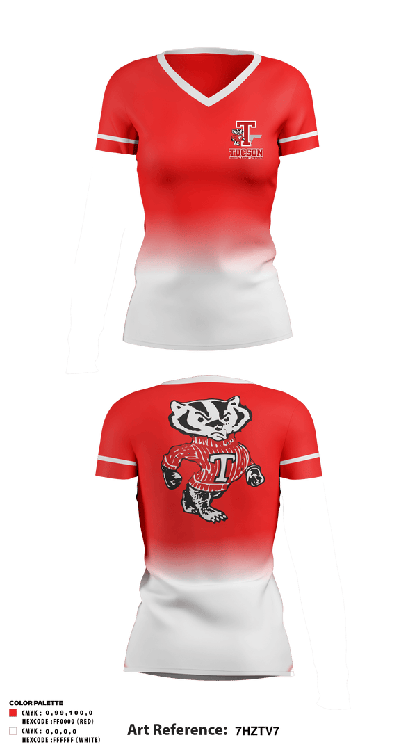 Women's Short Sleeve Vneck Shirt, Tucson High Magnet School Tennis, Tennis, Teamtime, Team time, sublimation, custom sports apparel, team uniforms, spirit wear, spiritwear, sports uniforms, custom shirts, team store, custom team store, fundraiser sports, apparel fundraiser