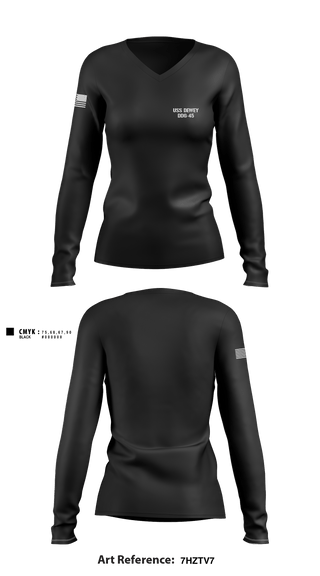 Women's Long Sleeve Vneck Shirt, USS DEWEY DDG-45, , Teamtime, Team time, sublimation, custom sports apparel, team uniforms, spirit wear, spiritwear, sports uniforms, custom shirts, team store, custom team store, fundraiser sports, apparel fundraiser