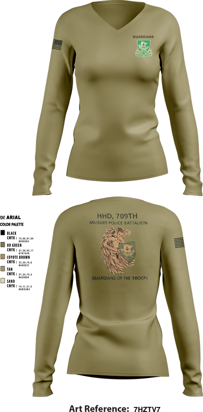 709th MP BN HHD 13627069 Women's Long Sleeve V-neck Shirt - 4