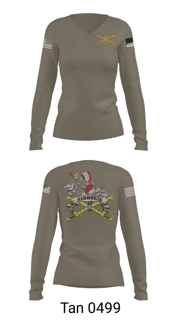 Women's Long Sleeve Vneck Shirt, , Army, Teamtime, Team time, sublimation, custom sports apparel, team uniforms, spirit wear, spiritwear, sports uniforms, custom shirts, team store, custom team store, fundraiser sports, apparel fundraiser