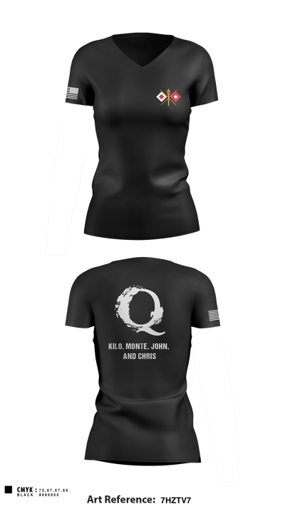 Q’s 95404055 Women's Short Sleeve V-neck Shirt - 1
