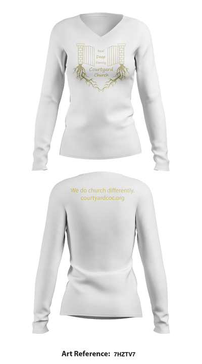 Courtyard Chuch 37286717 Women's Long Sleeve V-neck Shirt - 36