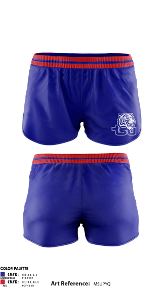 Women's Shorts, Tennessee State University Cheer, Cheer, Teamtime, Team time, sublimation, custom sports apparel, team uniforms, spirit wear, spiritwear, sports uniforms, custom shirts, team store, custom team store, fundraiser sports, apparel fundraiser