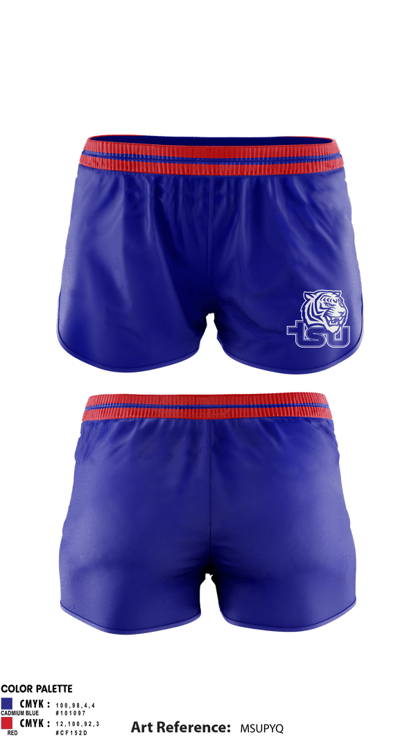 Women's Shorts, Tennessee State University Cheer, Cheer, Teamtime, Team time, sublimation, custom sports apparel, team uniforms, spirit wear, spiritwear, sports uniforms, custom shirts, team store, custom team store, fundraiser sports, apparel fundraiser