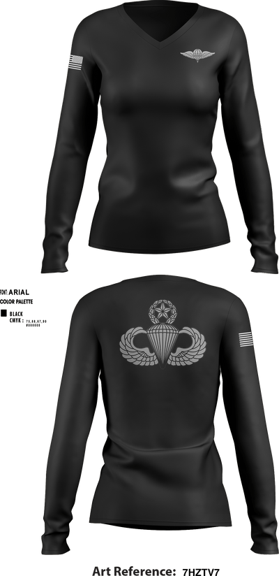 165th Quartermaster 50925110 Women's Long Sleeve V-neck Shirt - 1
