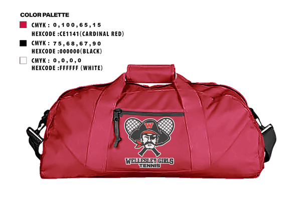 Duffle Bag, wellesley girls tennis, Tennis, Teamtime, Team time, sublimation, custom sports apparel, team uniforms, spirit wear, spiritwear, sports uniforms, custom shirts, team store, custom team store, fundraiser sports, apparel fundraiser