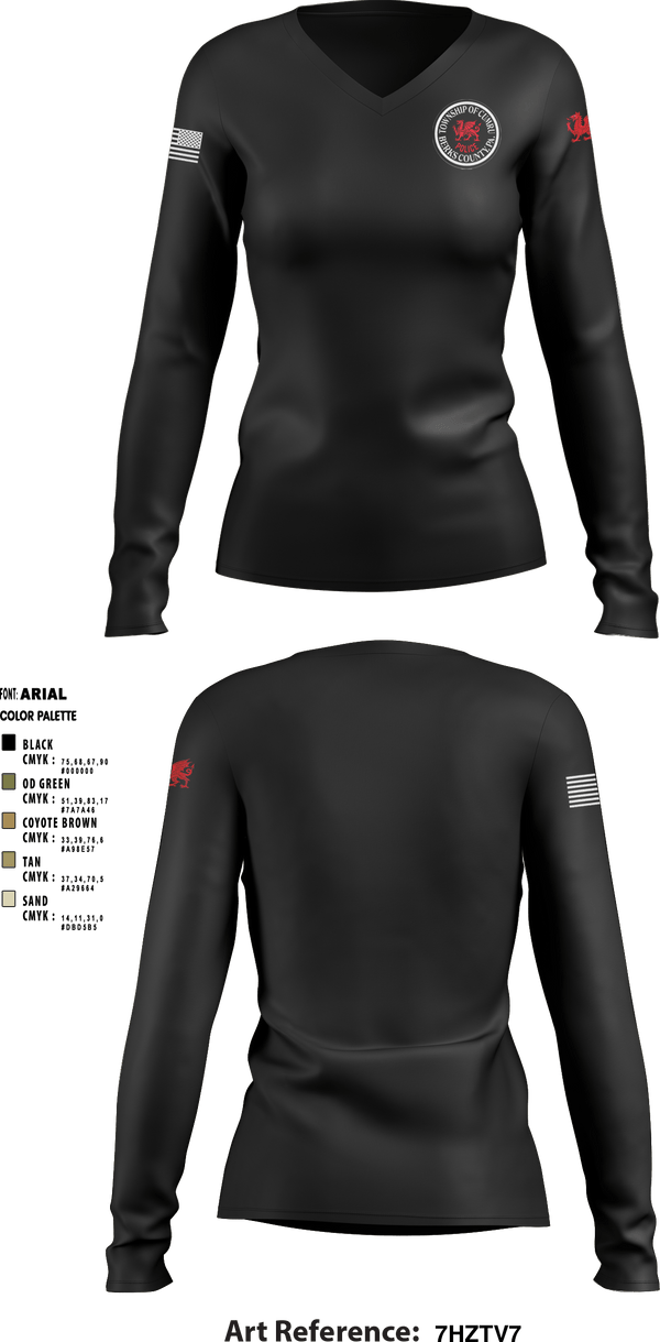 Women's Long Sleeve Vneck Shirt, , Police, Teamtime, Team time, sublimation, custom sports apparel, team uniforms, spirit wear, spiritwear, sports uniforms, custom shirts, team store, custom team store, fundraiser sports, apparel fundraiser