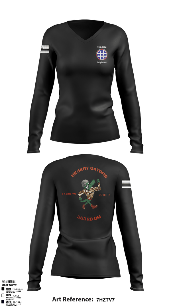 Women's Long Sleeve Vneck Shirt, 263rd QM, Army, Teamtime, Team time, sublimation, custom sports apparel, team uniforms, spirit wear, spiritwear, sports uniforms, custom shirts, team store, custom team store, fundraiser sports, apparel fundraiser