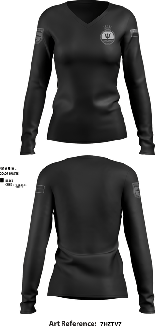 Women's Long Sleeve Vneck Shirt, , Coast Guard, Teamtime, Team time, sublimation, custom sports apparel, team uniforms, spirit wear, spiritwear, sports uniforms, custom shirts, team store, custom team store, fundraiser sports, apparel fundraiser