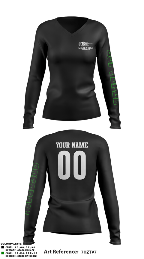Women's Long Sleeve Vneck Shirt, Howell Cheney Technical High School Softball, Softball, Teamtime, Team time, sublimation, custom sports apparel, team uniforms, spirit wear, spiritwear, sports uniforms, custom shirts, team store, custom team store, fundraiser sports, apparel fundraiser