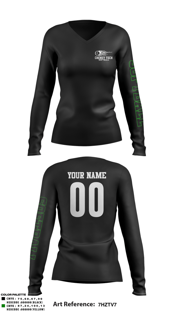 Women's Long Sleeve Vneck Shirt, Howell Cheney Technical High School Softball, Softball, Teamtime, Team time, sublimation, custom sports apparel, team uniforms, spirit wear, spiritwear, sports uniforms, custom shirts, team store, custom team store, fundraiser sports, apparel fundraiser