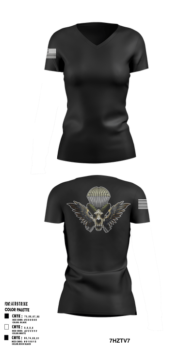 HHC Mortars, 2-505 PIR 68912099 Women's Short Sleeve V-neck Shirt - 29