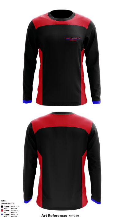 West County Softball Association 69073827 Long Sleeve Performance Shirt - 1