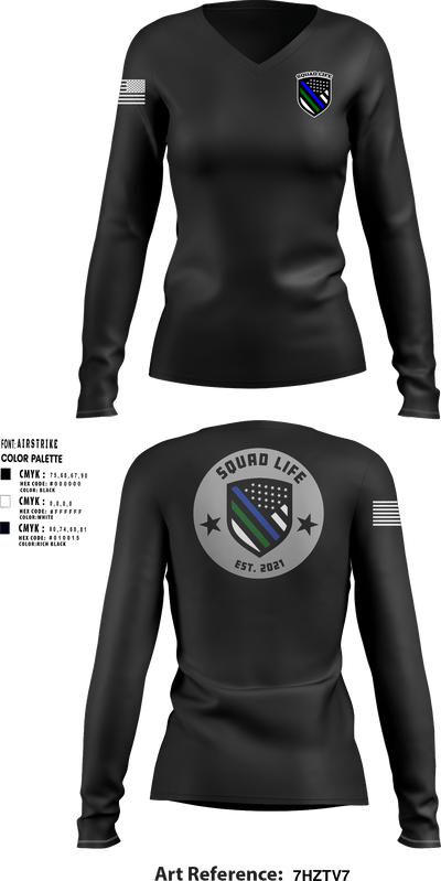 Squad life 32866538 Women's Long Sleeve V-neck Shirt - 1