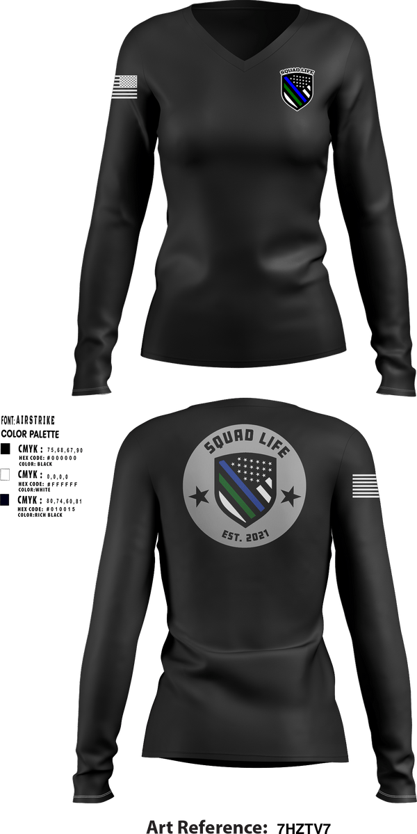 Women's Long Sleeve Vneck Shirt, Squad life, Police, Teamtime, Team time, sublimation, custom sports apparel, team uniforms, spirit wear, spiritwear, sports uniforms, custom shirts, team store, custom team store, fundraiser sports, apparel fundraiser