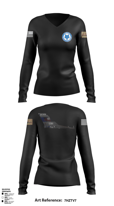 Women's Long Sleeve Vneck Shirt, 157 FS169 AMXS, Air Force, Teamtime, Team time, sublimation, custom sports apparel, team uniforms, spirit wear, spiritwear, sports uniforms, custom shirts, team store, custom team store, fundraiser sports, apparel fundraiser