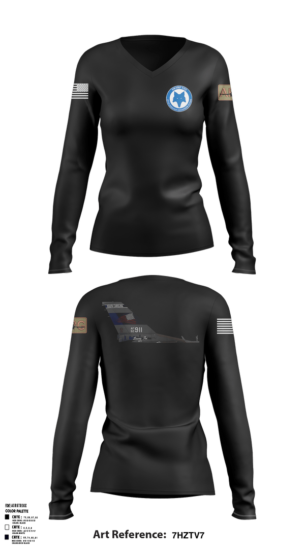 Women's Long Sleeve Vneck Shirt, 157 FS169 AMXS, Air Force, Teamtime, Team time, sublimation, custom sports apparel, team uniforms, spirit wear, spiritwear, sports uniforms, custom shirts, team store, custom team store, fundraiser sports, apparel fundraiser