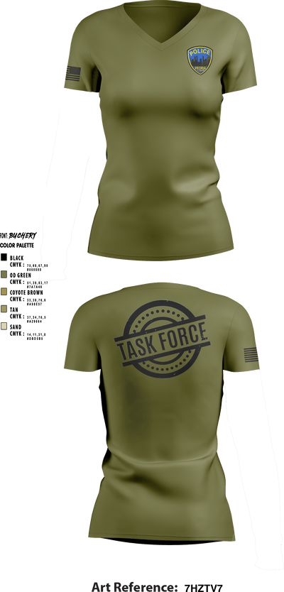 Crime Reduction Task Force 47911352 Women's Short Sleeve V-neck Shirt - 2
