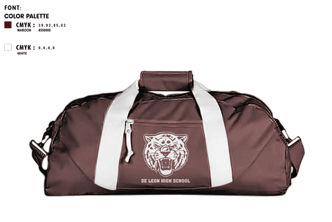 Duffle Bag, De Leon High School, Spirit Store, Teamtime, Team time, sublimation, custom sports apparel, team uniforms, spirit wear, spiritwear, sports uniforms, custom shirts, team store, custom team store, fundraiser sports, apparel fundraiser