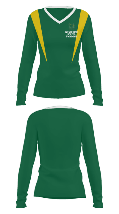 Bunn High School Swimming 46623170 Women's Long Sleeve V-neck Shirt - 26