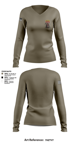 Women's Long Sleeve Vneck Shirt, A/98, Army, Teamtime, Team time, sublimation, custom sports apparel, team uniforms, spirit wear, spiritwear, sports uniforms, custom shirts, team store, custom team store, fundraiser sports, apparel fundraiser