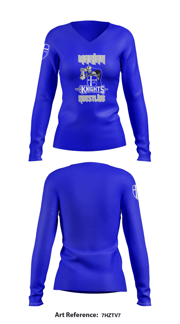 Women's Long Sleeve Vneck Shirt, Marian High School Wrestling, Wrestling, Teamtime, Team time, sublimation, custom sports apparel, team uniforms, spirit wear, spiritwear, sports uniforms, custom shirts, team store, custom team store, fundraiser sports, apparel fundraiser
