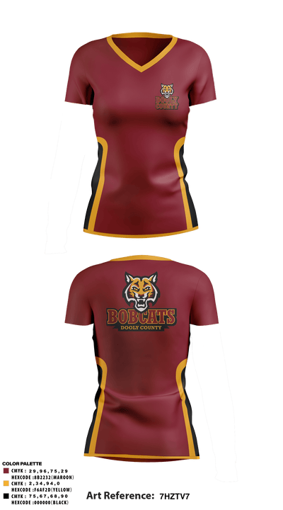 Lady bobcats 62668668 Women's Short Sleeve V-neck Shirt - 1