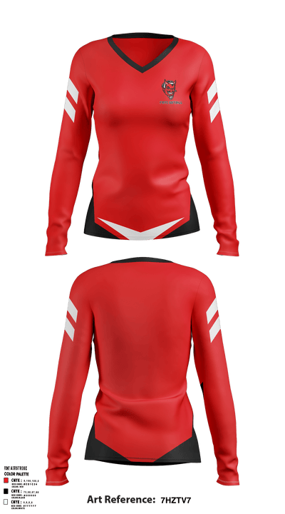 Fyffe High School Softball 6164310 Women's Long Sleeve V-neck Shirt - 2
