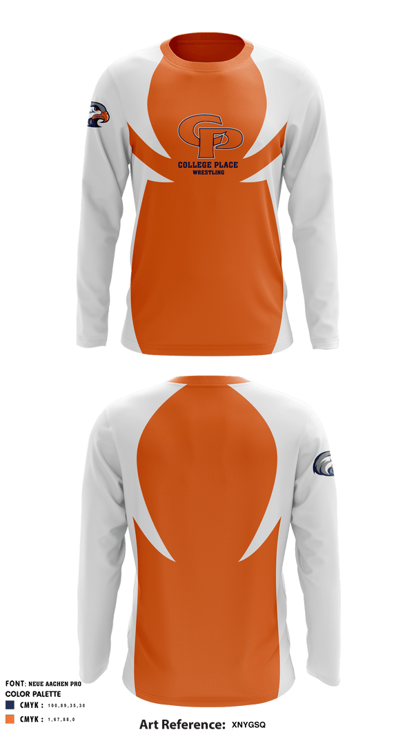 Long Sleeve Rash Guard Shirt, College Place Wrestling, Wrestling, Teamtime, Team time, sublimation, custom sports apparel, team uniforms, spirit wear, spiritwear, sports uniforms, custom shirts, team store, custom team store, fundraiser sports, apparel fundraiser