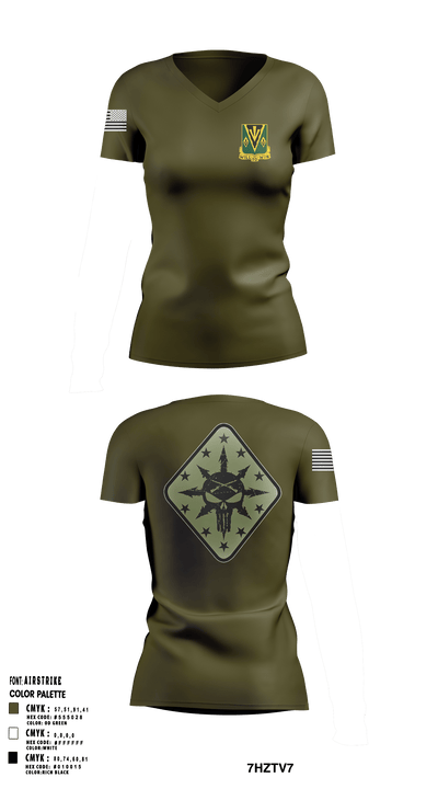 C Co 1-635th AR 23122236 Women's Short Sleeve V-neck Shirt - 2