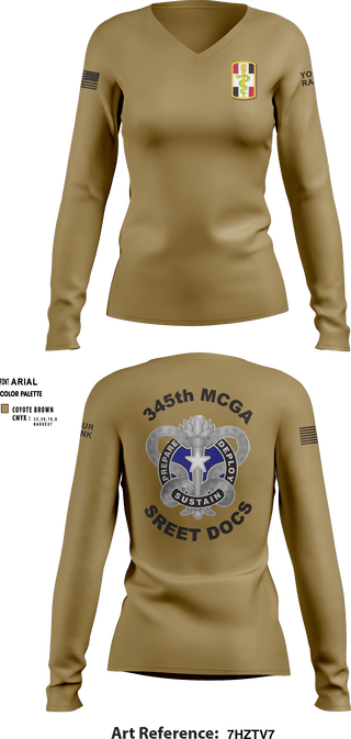 Women's Long Sleeve Vneck Shirt, , Army, Teamtime, Team time, sublimation, custom sports apparel, team uniforms, spirit wear, spiritwear, sports uniforms, custom shirts, team store, custom team store, fundraiser sports, apparel fundraiser