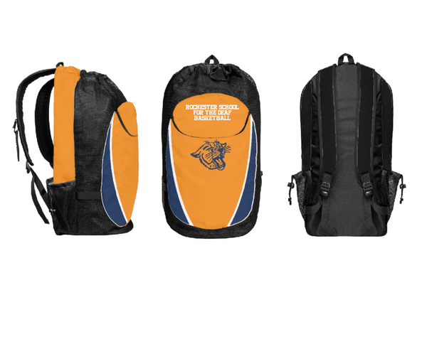 Gear Bag, Rochester School For The Deaf Basketball, Men's Basketball, Teamtime, Team time, sublimation, custom sports apparel, team uniforms, spirit wear, spiritwear, sports uniforms, custom shirts, team store, custom team store, fundraiser sports, apparel fundraiser