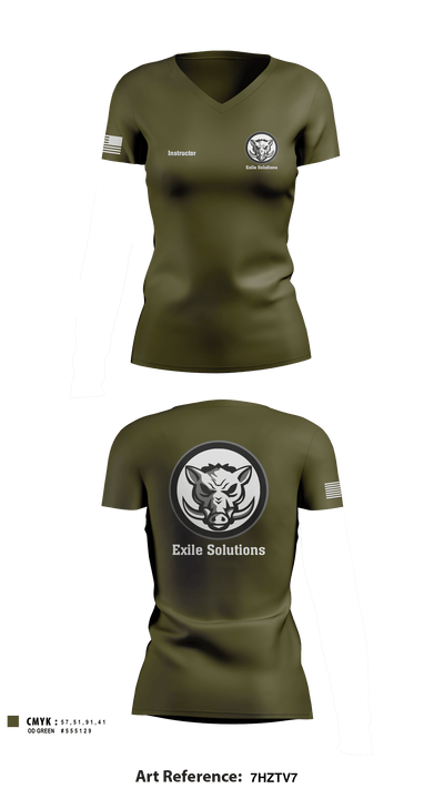 Exile Solutions 31522554 Women's Short Sleeve V-neck Shirt - 2