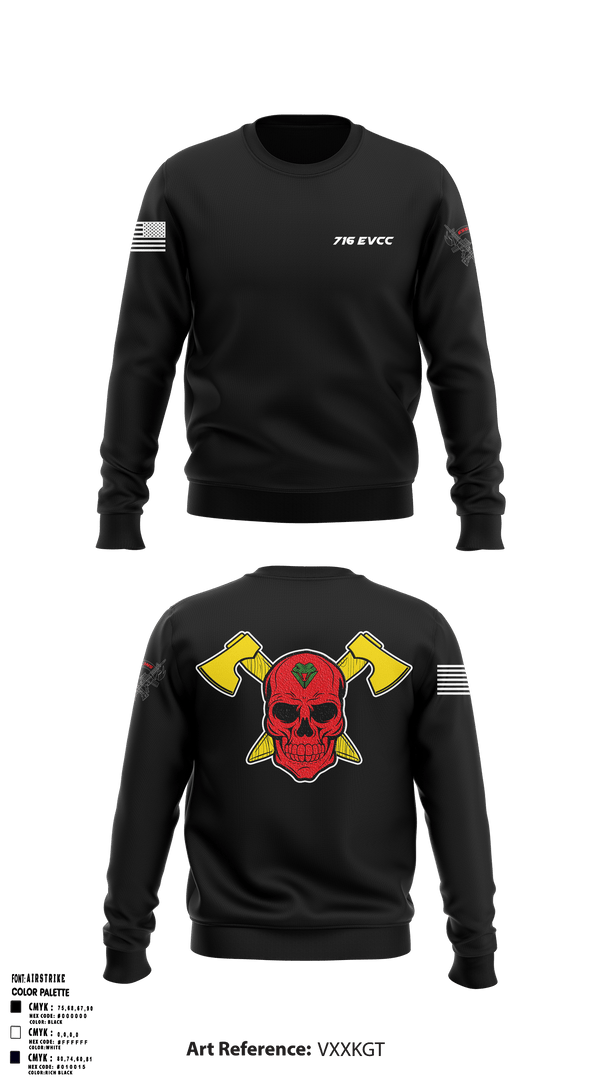 Crew Neck Sweatshirt, 716716 EVCC, Army, Teamtime, Team time, sublimation, custom sports apparel, team uniforms, spirit wear, spiritwear, sports uniforms, custom shirts, team store, custom team store, fundraiser sports, apparel fundraiser
