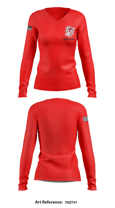 Santiam Christian School Wrestling 60304138 Women's Long Sleeve V-neck Shirt - 7