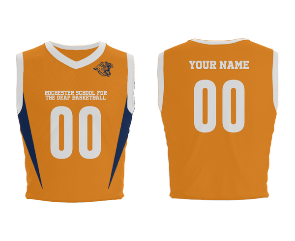 Mens Basketball Jersey, Rochester School For The Deaf Basketball, Men's Basketball, Teamtime, Team time, sublimation, custom sports apparel, team uniforms, spirit wear, spiritwear, sports uniforms, custom shirts, team store, custom team store, fundraiser sports, apparel fundraiser