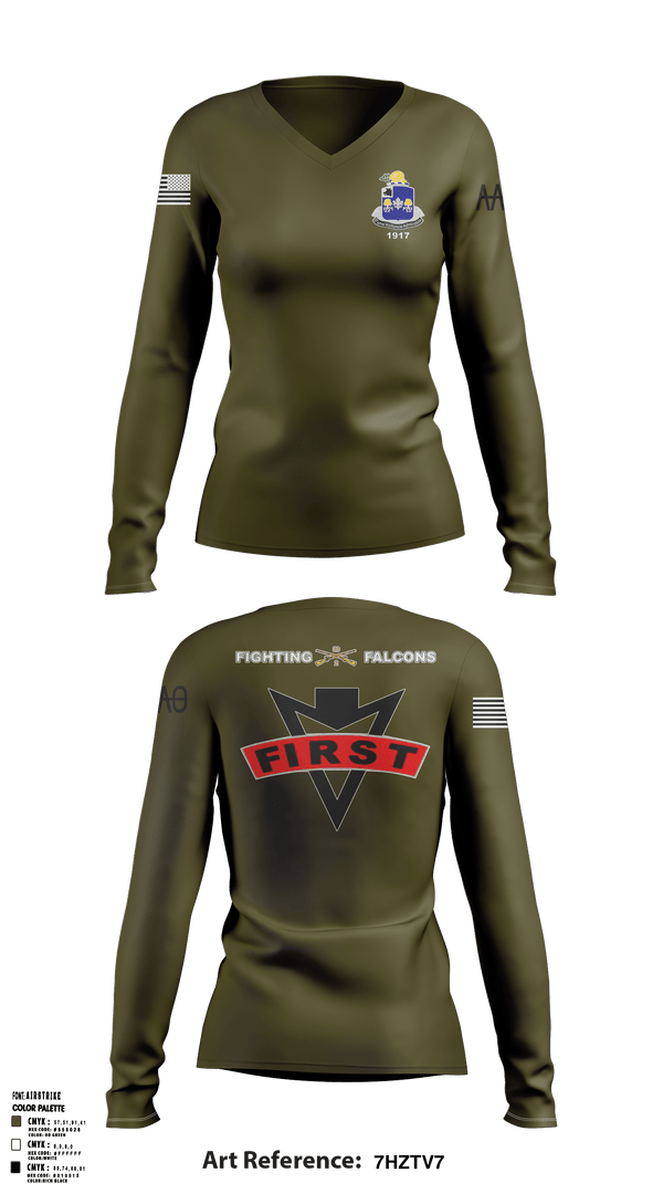 Women's Long Sleeve Vneck Shirt, , Army, Teamtime, Team time, sublimation, custom sports apparel, team uniforms, spirit wear, spiritwear, sports uniforms, custom shirts, team store, custom team store, fundraiser sports, apparel fundraiser
