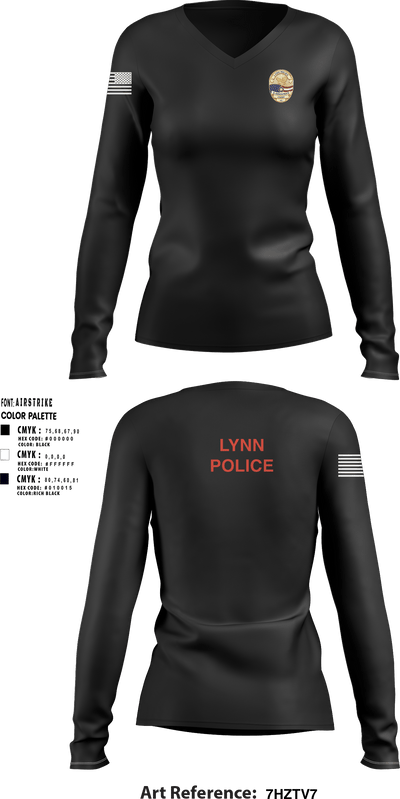 Lynn Police Department 639749293 Women's Long Sleeve V-neck Shirt - 1
