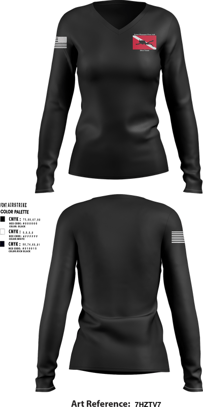 Point Beach Dive Team 75874381 Women's Long Sleeve V-neck Shirt - 1