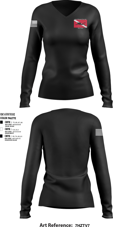 Women's Long Sleeve Vneck Shirt, Point Beach Dive Team, Fire Department, Teamtime, Team time, sublimation, custom sports apparel, team uniforms, spirit wear, spiritwear, sports uniforms, custom shirts, team store, custom team store, fundraiser sports, apparel fundraiser